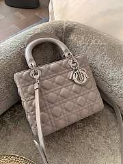 Dior Lady Medium In Grey Silver Hardware - 6