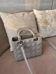 Dior Lady Medium In Grey Silver Hardware - 2