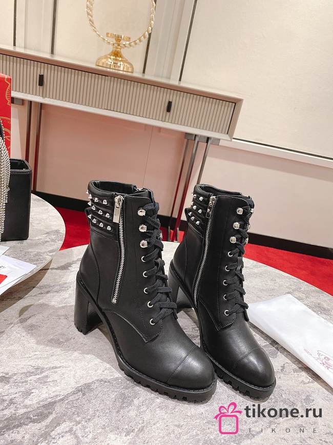 Christian Louboutin Rivet Black Height Heels Boots - 1