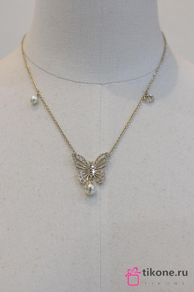 Dior Butterfly Silver Necklace - 1