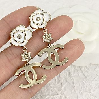 Chanel Gold Logo Flower Earrings