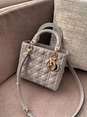 Dior Lady Medium In Grey Gold Hardware - 1