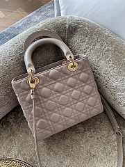 Dior Lady Medium In Grey Gold Hardware - 4