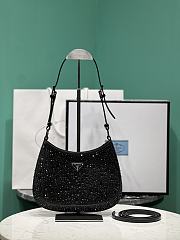 Prada Cleo Satin Bag With Black Crystals - 22x18.5x4.5cm  - 1