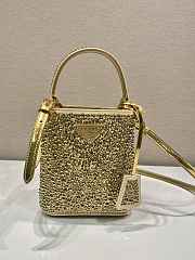 Prada Panier Gold Satin Bag With Crystals - 15x16x9.5cm - 1