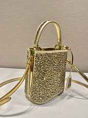 Prada Panier Gold Satin Bag With Crystals - 15x16x9.5cm - 5