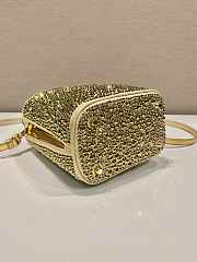 Prada Panier Gold Satin Bag With Crystals - 15x16x9.5cm - 4