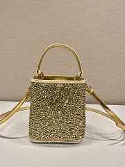 Prada Panier Gold Satin Bag With Crystals - 15x16x9.5cm - 3