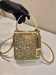 Prada Panier Gold Satin Bag With Crystals - 15x16x9.5cm - 2