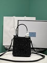 Prada Panier Black Satin Bag With Crystals - 15x16x9.5cm - 5