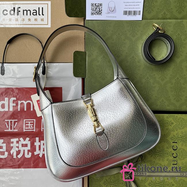 Gucci Jackie 1961 Silver Leather Handbag - 27.5x19x4cm - 1