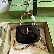 Gucci Bamboo Mini In Black With Metal Chain - 17x12x7.5cm - 1