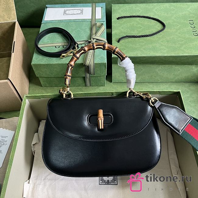 Gucci Bamboo Medium In Black - 26x17x9cm - 1