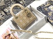 Dior Lady Small Bead Embroidery In Beige - 17x15x7cm - 1