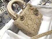 Dior Lady Small Bead Embroidery In Beige - 17x15x7cm - 4