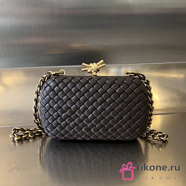 Bottega Veneta Knot In Black With Gold Chain - 19x11.5x5cm - 1