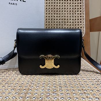 Celine Teen Triomphe Black Leather Bag - 18.5x14x5cm