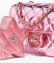 Chanel Mini Flap Bag & Star Coin Purse In Pink 19cm - 4