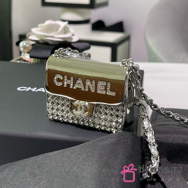 Chanel Mini Silvertone Metal & Strass Hand bag - 6x5x2.5cm - 1