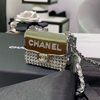 Chanel Mini Silvertone Metal & Strass Hand bag - 6x5x2.5cm