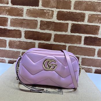 Gucci Marmont Pink Irisdescent Leather Bag - 24x12x7cm