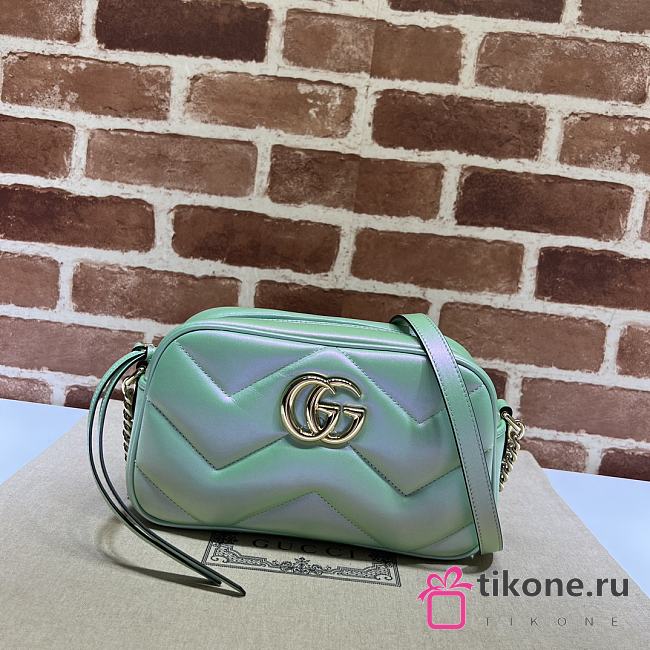 Gucci Marmont Green Irisdescent Leather Bag - 24x12x7cm - 1