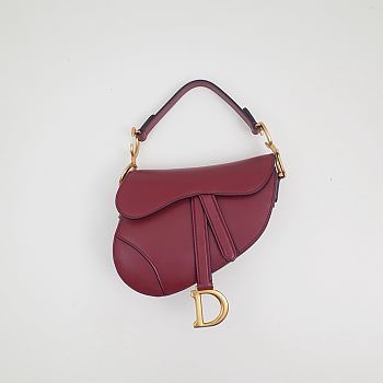 Dior Saddle Burgundy Small Bag - 21x18x5cm