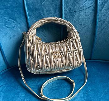 Miumiu Small Silver Wander Matelassé Shoulder Bag - 23x13x7cm