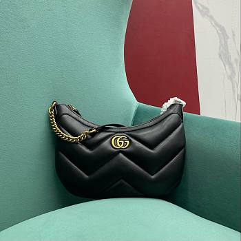 Gucci Marmont Half-Moon-Shaped Black Mini Bag - 26x17x4cm