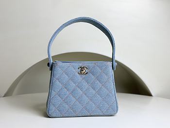 Chanel Vintage Blue Denim Hand Bag - 18x13x7cm