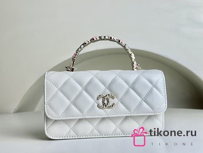 Chanel Classic Flower Chain White Bag Small Size - 17x10x4cm - 1