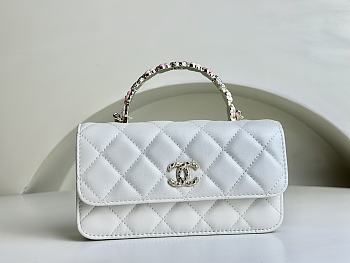 Chanel Classic Flower Chain White Bag Small Size - 17x10x4cm