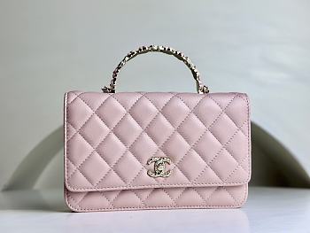 Chanel Classic Flower Chain Pink Bag - 17x10x4cm