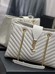 YSL White Leather Chain Tote Bag - 33×22×15cm - 2