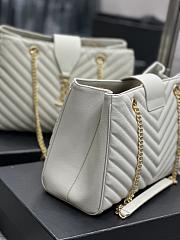 YSL White Leather Chain Tote Bag - 33×22×15cm - 3