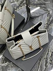 YSL White Leather Chain Tote Bag - 33×22×15cm - 4