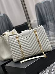 YSL White Leather Chain Tote Bag - 33×22×15cm - 5