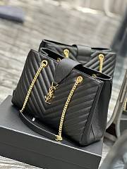 YSL Black Leather Chain Tote Bag - 33×22×15cm - 5