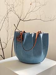 Loewe Shell Blue Tote - 33x25x15cm - 4