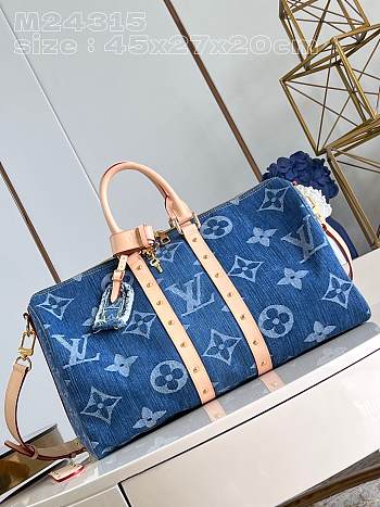 Louis Vuitton Keepall Bandouliere 45 In Blue Denim 