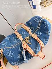 Louis Vuitton Keepall Bandouliere 45 In Blue Denim  - 4