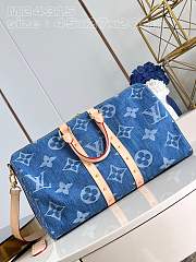 Louis Vuitton Keepall Bandouliere 45 In Blue Denim  - 2