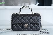 Chanel 23k Lambskin Black Flap Bag - 13x20x9cm - 1