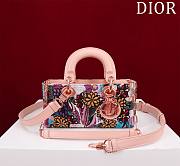 Dior Horizontal Embroidery Pink Tail Flower Bag - 22x12x6cm - 1