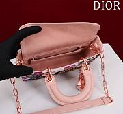 Dior Horizontal Embroidery Pink Tail Flower Bag - 22x12x6cm - 2