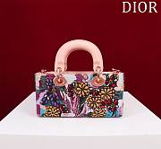 Dior Horizontal Embroidery Pink Tail Flower Bag - 22x12x6cm - 5