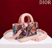 Dior Horizontal Embroidery Pink Tail Flower Bag - 22x12x6cm - 4