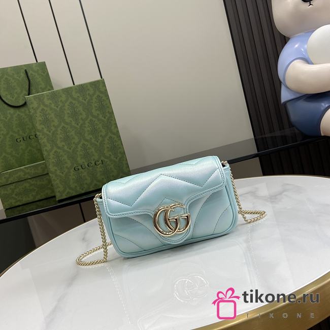Gucci Marmont Mini Bag In Light Blue - 16.5x10x4.5cm - 1