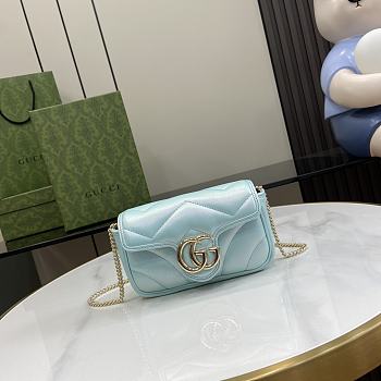 Gucci Marmont Mini Bag In Light Blue - 16.5x10x4.5cm