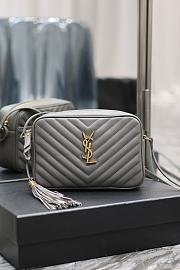 YSL Lou Camera Grey Leather Handbag - 23x16x6cm - 1